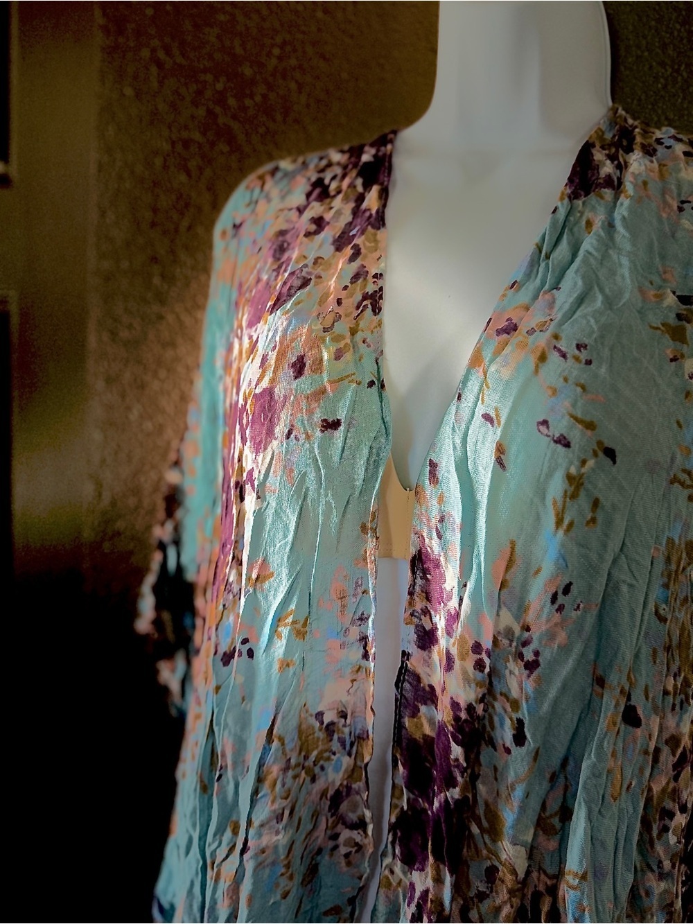 NWT Lovestitch Te Floral Lightweight Cover-up with Plum and Rust Accents, flowy.